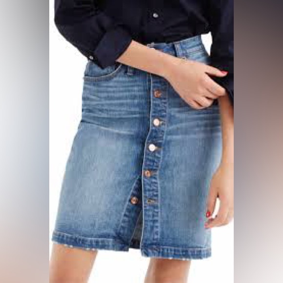 SOLD J. Crew Jean Denim Button Up Skirt - Picture 3 of 3